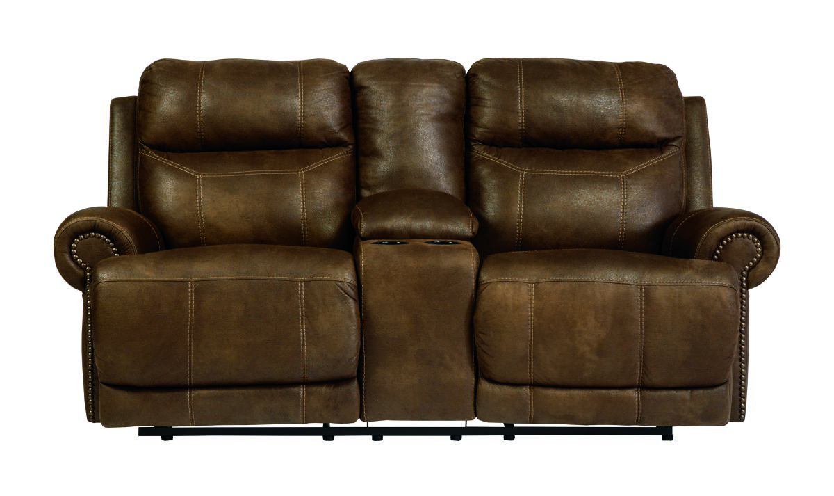 Austere Brown Reclining Power Loveseat w/Console
