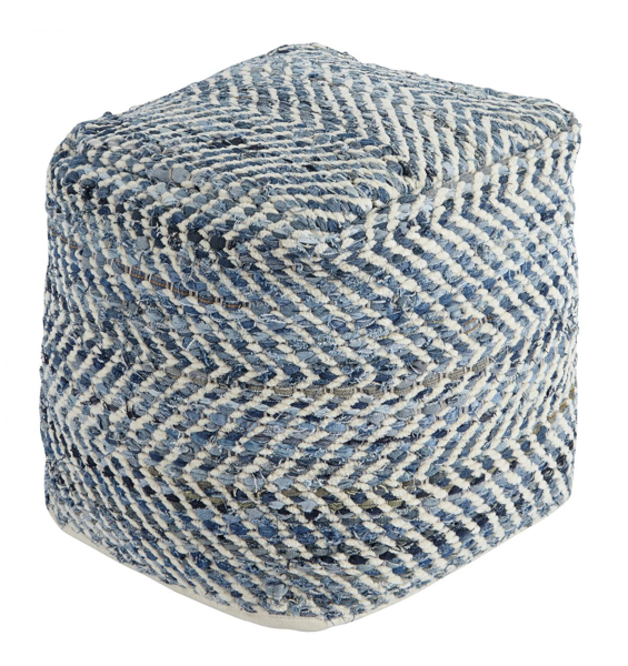 Picture of Chevron Blue Pouf