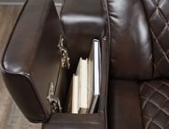 Picture of Warnerton Chocolate Power Reclining Loveseat With Adjustable Headrest