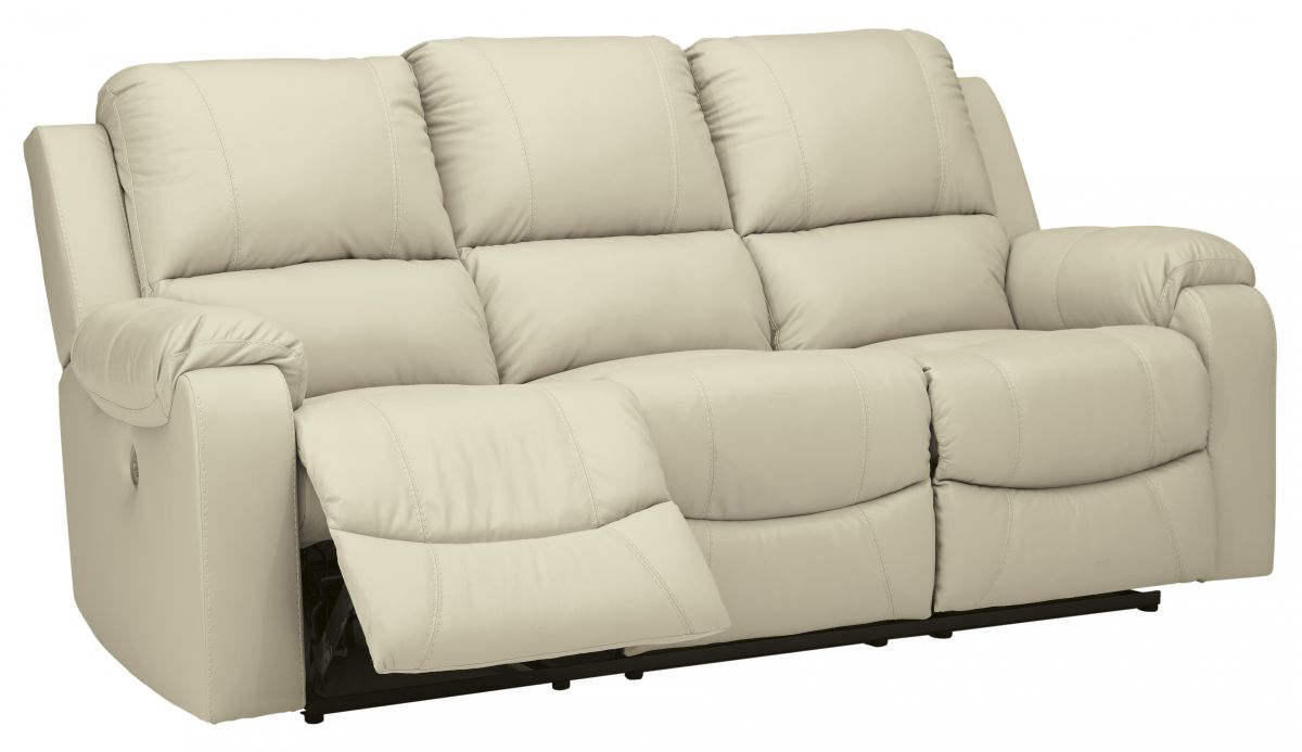 cream leather power reclining sofa