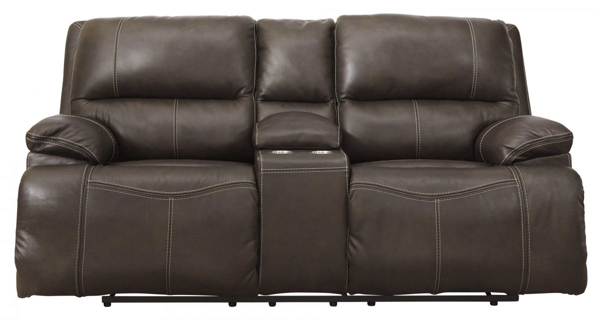 Picture of Ricmen Walnut Leather Power Reclining Loveseat/Adjustable Headrest