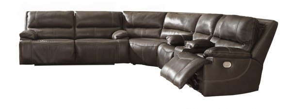 Picture of Ricmen Walnut Leather 3-Piece Reclining Sectional