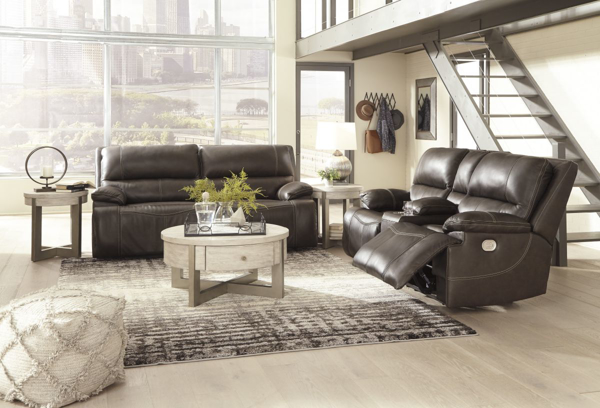 Picture of Ricmen Walnut 2-Piece Leather Power Reclining Living Room Set