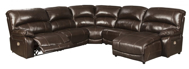 Picture of Hallstrung Chocolate Leather 5-Piece Power Reclining Sectional