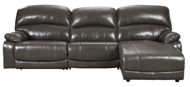 Picture of Hallstrung Gray Leather 3-Piece Right Arm Facing Power Reclining Sectonal