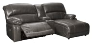 Picture of Hallstrung Gray Leather 3-Piece Power Reclining Sofa Chaise