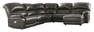 Picture of Hallstrung Gray Leather 5-Piece Power Reclining Sectional