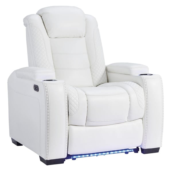 Picture of Party Time Power Recliner With Adjustable Headrest-White