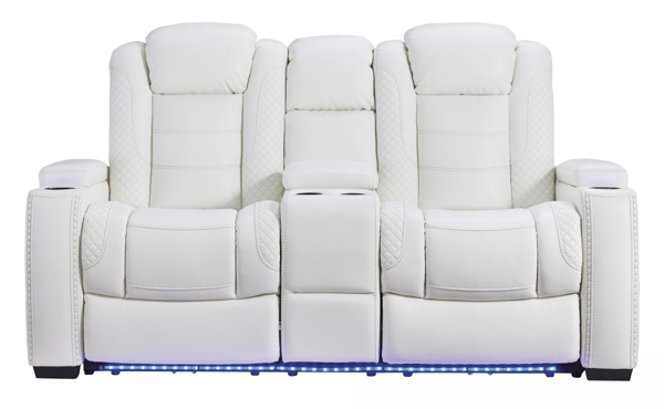 Picture of Party Time Power Loveseat With Adjustable Headrest-White