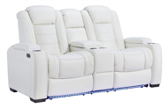 Picture of Party Time Power Loveseat With Adjustable Headrest-White