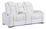 Picture of Party Time Power Loveseat With Adjustable Headrest-White