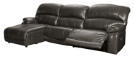 Picture of Hallstrung Gray Leather 3-Piece Left Arm Facing Power Reclining Sectional