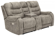 Picture of Yacolt Fog Power Reclining Loveseat With Console