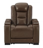 Picture of The Man-Den Mahogany Power Recliner with Adjustable Headrest