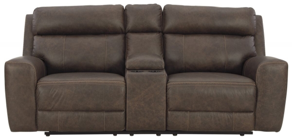 Picture of Roman Leather Power Reclining Loveseat With Console