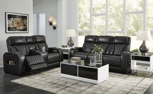 Picture of Boyington Black 2-Piece Leather Power Reclining Living Room Set
