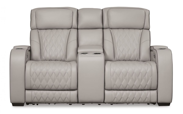 Picture of Boyington Gray Leather Power Reclining Loveseat