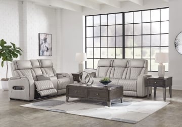 Picture of Boyington Gray 2-Piece Leather Power Reclining Living Room Set