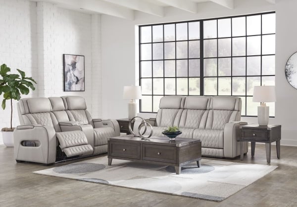 Picture of Boyington Gray 2-Piece Leather Power Reclining Living Room Set