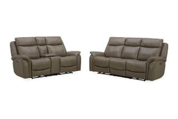 Picture of Grant Cobblestone 2-Piece Leather Living Room Set